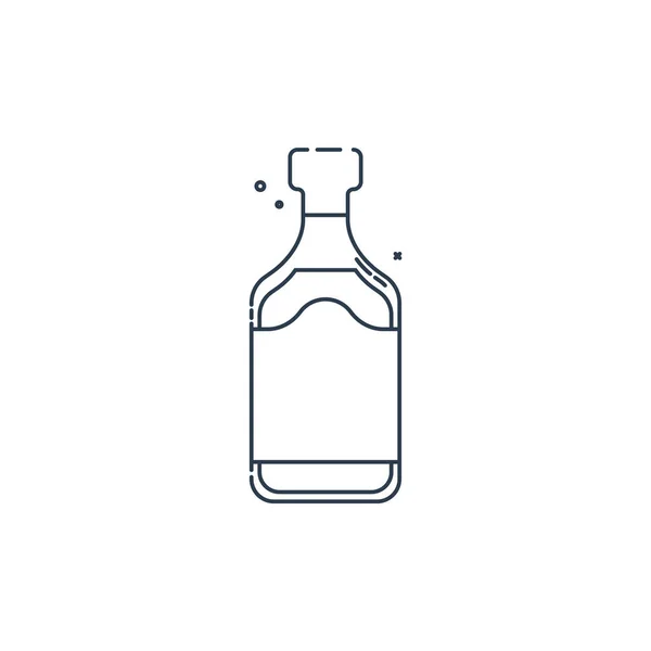 Пляшковий Ром Лінії Мистецтва Плоскому Стилі Ресторанна Алкогольна Ілюстрація Святкування — стоковий вектор
