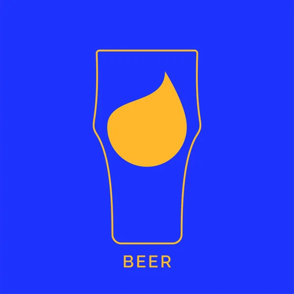 玻璃杯啤酒 里面有一滴饮料 线条艺术风格扁平 庆祝设计中的餐厅酒水插图 饮料概述图标 在色彩背景上分离 — 图库矢量图片