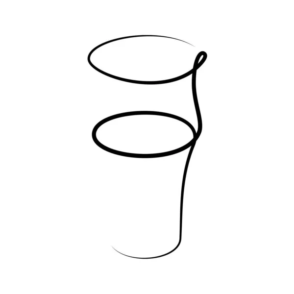 Ποτήρι Μπύρας Λευκό Φόντο Σχεδίαση Σκίτσο Γραφικών Τεχνών Μαύρη Γραμμή — Διανυσματικό Αρχείο