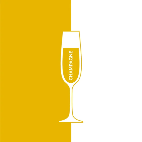 Champagnerglas Minimalistischem Linearen Stil Mit Text Kontur Des Glases Auf — Stockvektor