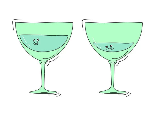 Vermut Vetreria Con Sorriso Faccia Sfondo Bianco Disegno Grafico Schizzo — Vettoriale Stock