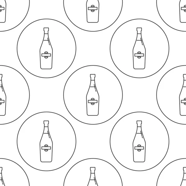 Бесшовный Рисунок Бутылки Мартини Плоском Стиле Виде Тонких Линий Виде — стоковый вектор