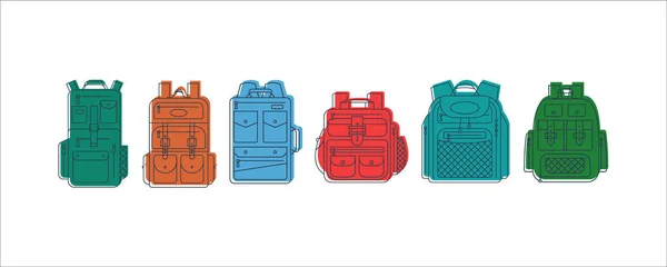 Educación Estudio Mochila Fila Para Los Estudiantes Icono Viaje Mochila — Vector de stock