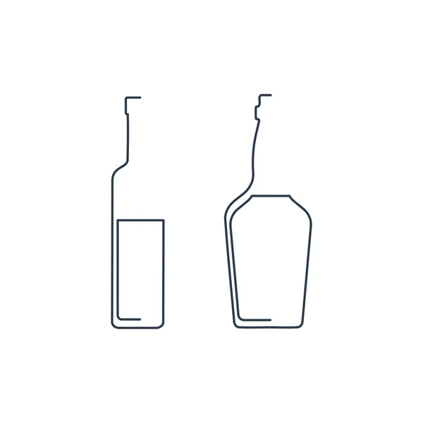 Flaschendurchgehende Linie Wodka Und Whisky Linearem Stil Auf Weißem Hintergrund — Stockvektor