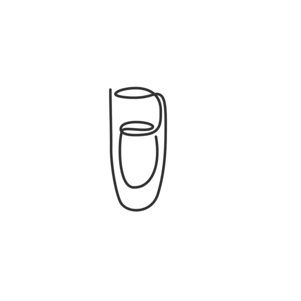 白い背景にラムガラスを描く1行 お祝いのデザインの対象 黒白の漫画のグラフィックスケッチ 連続ラインの道 手描きのパーティードリンクのコンセプト フリーハンドの描き方 — ストックベクタ