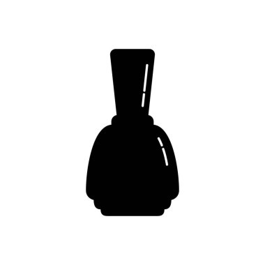 Kozmetik konteynır ojesi. Kadın makyaj ürünü. Plastik ya da cam şişe. Moda ve tarz. Siyah siluet. Ayrı bir nesne. Görüntü izole edilmiş beyaz arkaplan