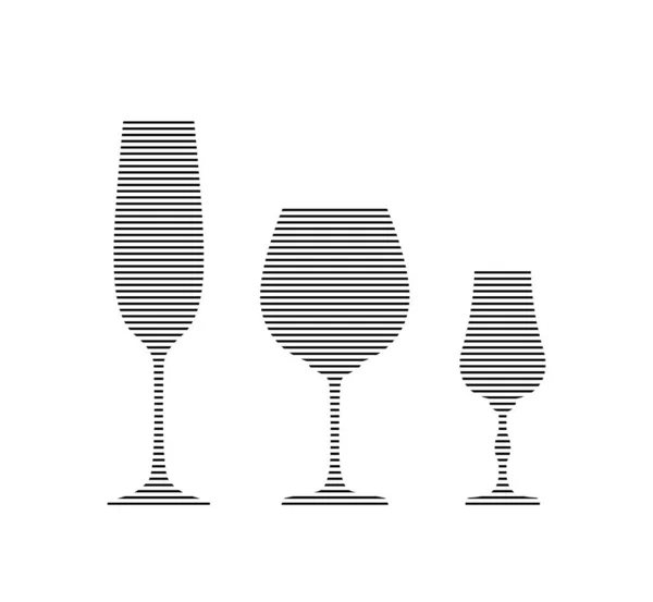Шампанское Вино Бокал Ликера Минималистском Линейном Стиле Силуэт Стеклянной Посуды — стоковый вектор