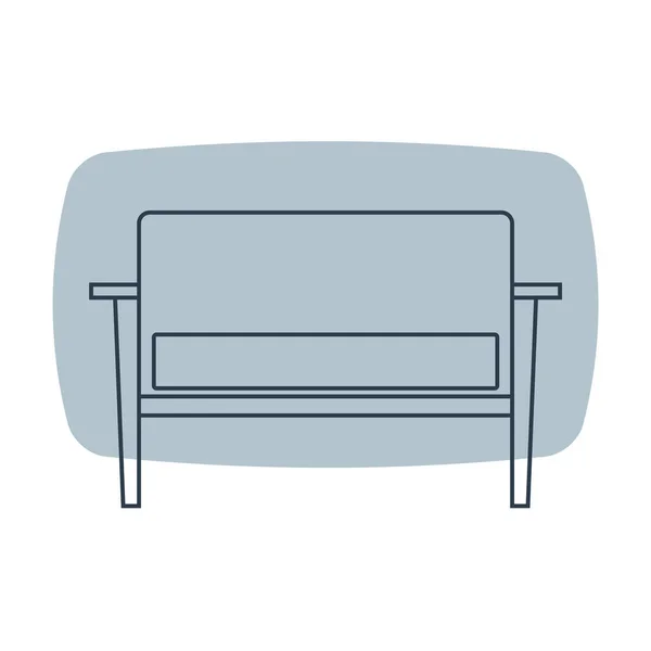 舒适的沙发 只有一个枕头 沙发在线条艺术风格中的形象 室内装饰的基本家具 现代时尚的休闲物品 平底画 背景上有长椅 — 图库矢量图片