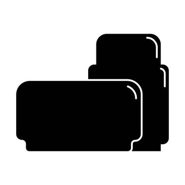 İki plastik kozmetik kavanoz ürünü. Yağ, maske, krema. Kozmetik konteynır. İnce beyaz çizgileri olan siyah bir siluet tasarımı. Beyaz arkaplanda yassı biçimdeki izole simge