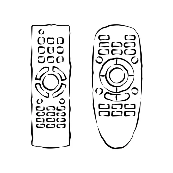 Hand Remote Control Multimedia Panel Shift Buttons Two Types Device — Stock Vector