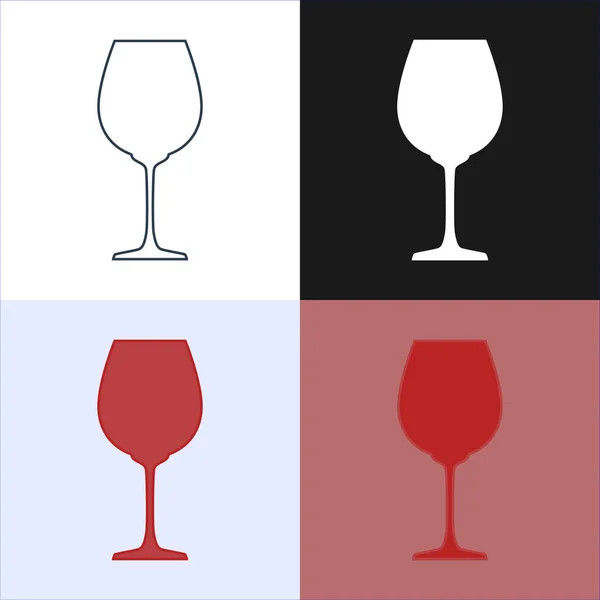 Стеклянное Красное Вино Четыре Типа Изображений Контурное Искусство Плоском Стиле — стоковый вектор