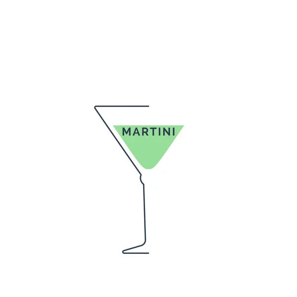 Martini Pohár Minimalista Lineáris Stílusban Bal Oldali Üvegáru Kontúrja Finom — Stock Vector