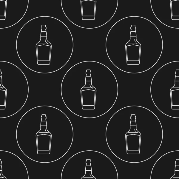 Naadloos Patroon Van Fles Whisky Platte Stijl Vorm Van Dunne — Stockvector