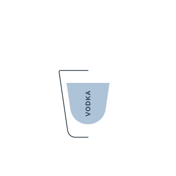 Vodka Glass Minimalist Linear Style Contour Glassware Left Side Form — Stock Vector