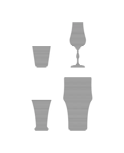 Wodka Likör Tequila Bierglas Minimalistischen Linearen Stil Silhouette Von Glaswaren — Stockvektor