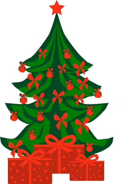 Weihnachtsbaum mit Geschenkschachteln — Stockvektor