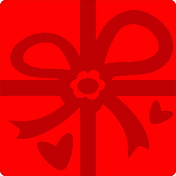 Afbeelding van een geschenkdoos met hartjes in rode kleuren — Stockvector