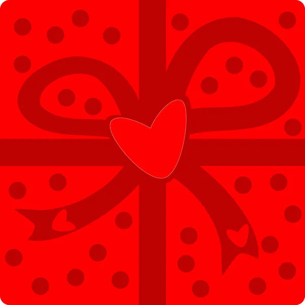 Image of a gift box with hearts in red colors — Stock Vector