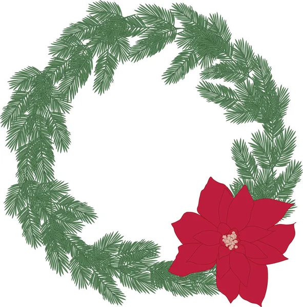 Vektorbild eines einfachen Weihnachtsbaumkranzes auf weißem Hintergrund — Stockvektor