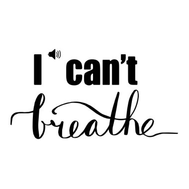 Vektör el harfleri çizilmiş. Beyaz arka planda siyah nefes alamıyorum.