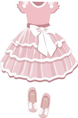 Kabarık balerin elbisesi ve beyaz arka planda pembe ayakkabılar.