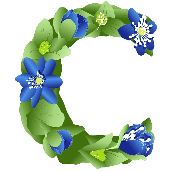 Vektorbild Des Buchstabens Des Englischen Alphabets Form Von Blumen Und — Stockvektor