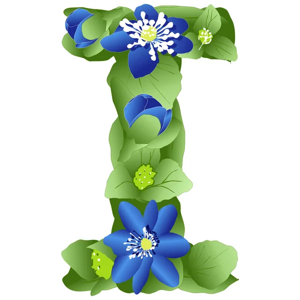 Vector Image Letter English Alphabet Made Form Flowers Leaves Liverwort — 스톡 벡터