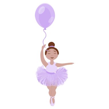 Balonlu leylak etekli küçük bir balerin kızı.