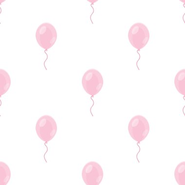 Beyaz zemin üzerinde pembe balon resmi olan kusursuz vektör deseni