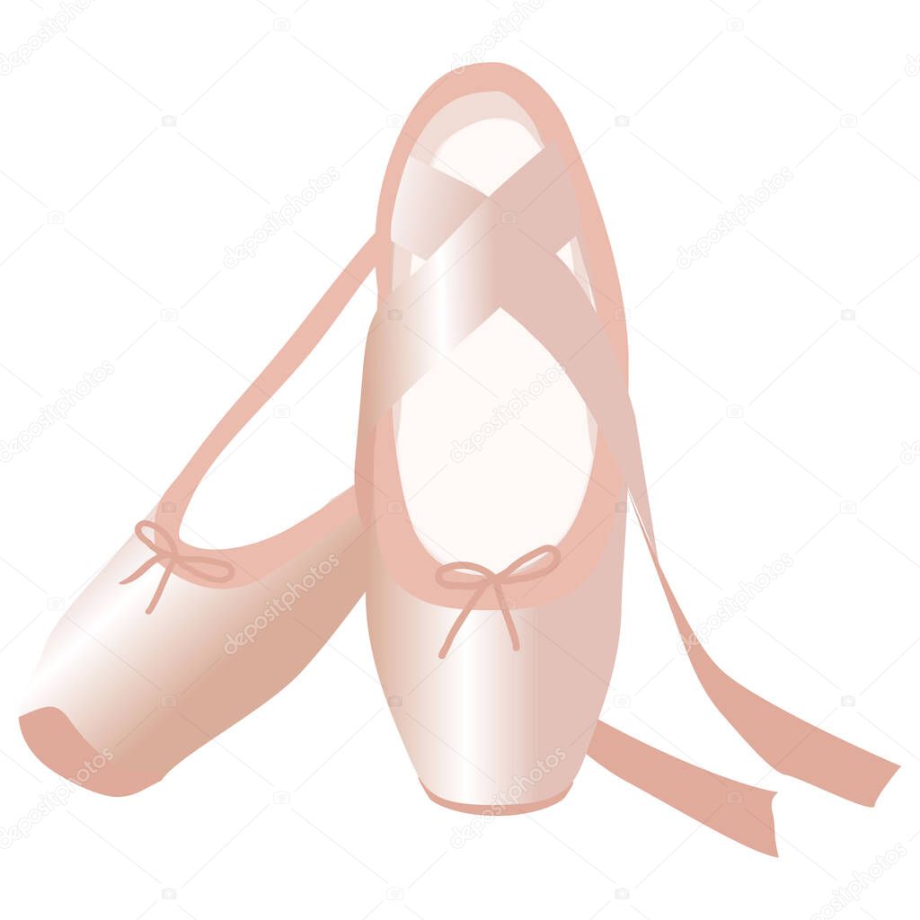 vector image of ballet pointe shoes in pink tones