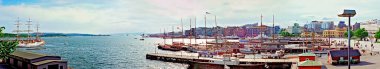 liman ve Oslo-fiyort, Norveç boyunca panoramik manzara