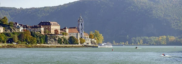 Vue Panoramique Sur Vallée Danube Petite Ville Duernstein Dans Soi — Photo