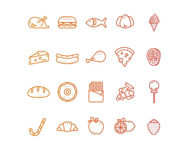 Icono Alimentos Pack Ilustración — Vector de stock