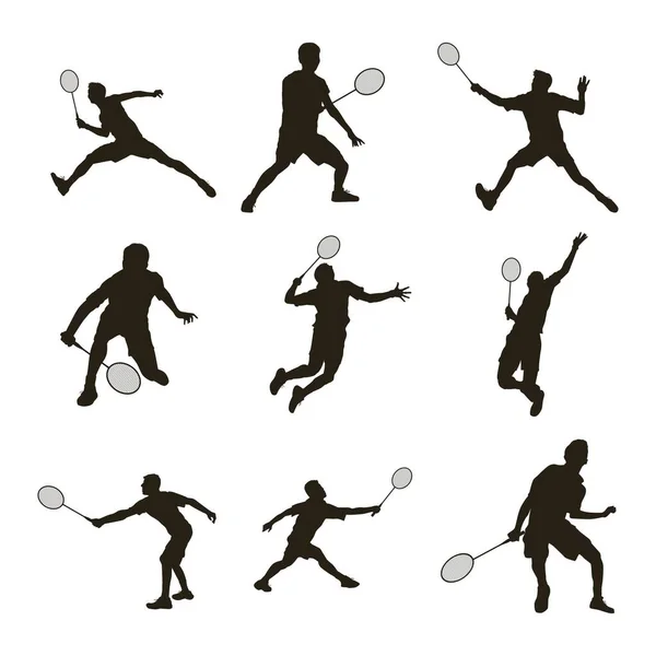 Silueta Jugador Bádminton — Vector de stock