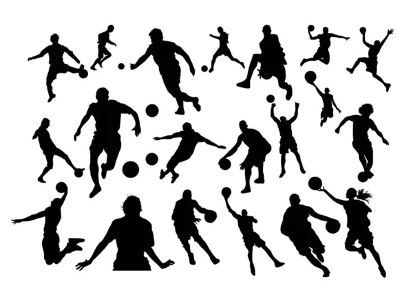 Football Player Silhouette Vector Set — Stock Vector