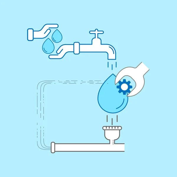 Infografik Für Nachhaltiges Wassermanagement Editierbare Strichsymbole Vektor Illustration Skizzieren Flachen — Stockvektor