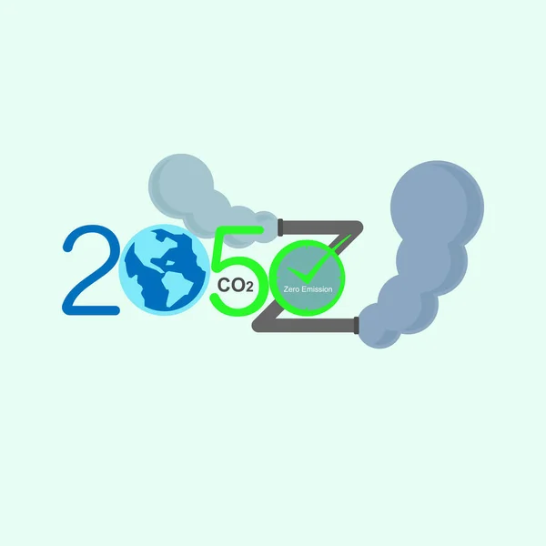 2050 Τυπογραφικό Σχέδιο Μηδενικών Εκπομπών Co2 Καθαρή Ακριβές Ρολόι Και — Διανυσματικό Αρχείο
