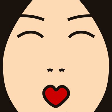 karikatür yüz ifadesi öpücük