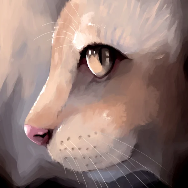Цифровая живопись кошка лицо крупным планом — стоковое фото