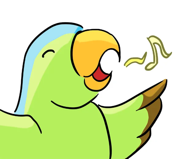 Papagaio de expressão animal cartoon cantar — Fotografia de Stock
