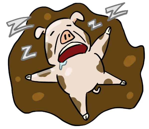漫画動物式豚スリープ — ストック写真