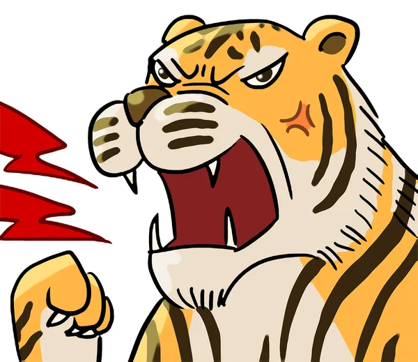 Cartoon animal expression tiger roar — Stock Photo, Image