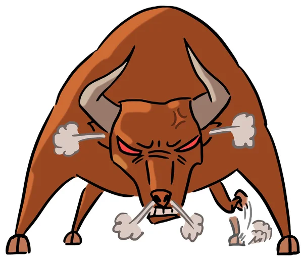 Cartoon dierlijke expressie stier boos — Stockfoto