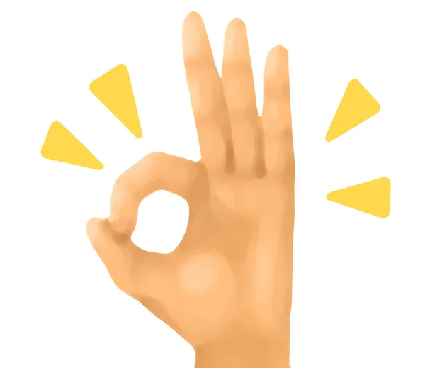 Cartoon hand emotion ok — Stockfoto