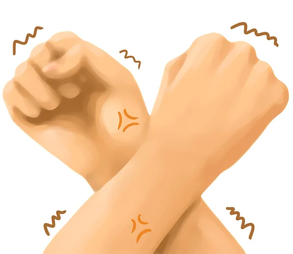 Cartoon Hand Emotion Kampf — Stockfoto