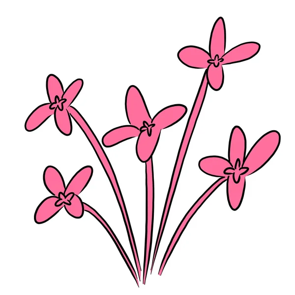 Vector kunst bloem cartoon roze — Stockvector