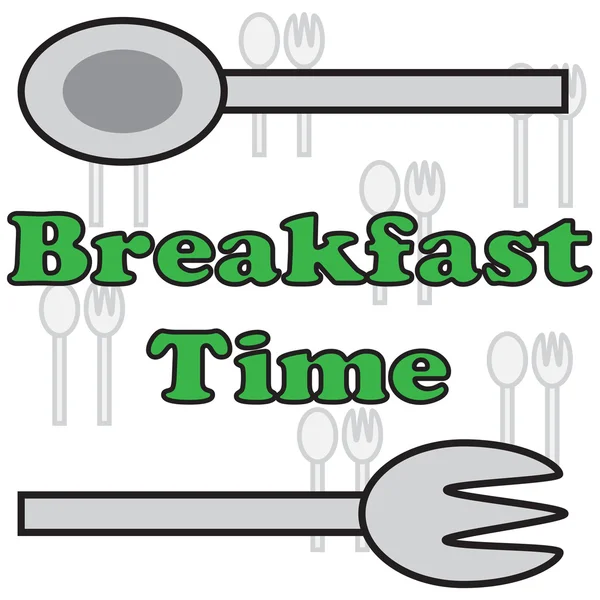 Vector quote sign spoon fork breakfast time — Stock Vector