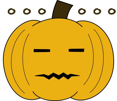 Vector pumpkin face cartoon emotion expression silence