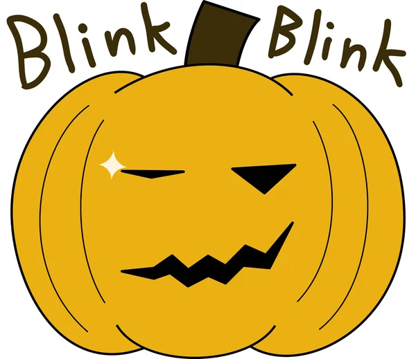 Vector pumpkin face cartoon emotion expression blink — Stok Vektör