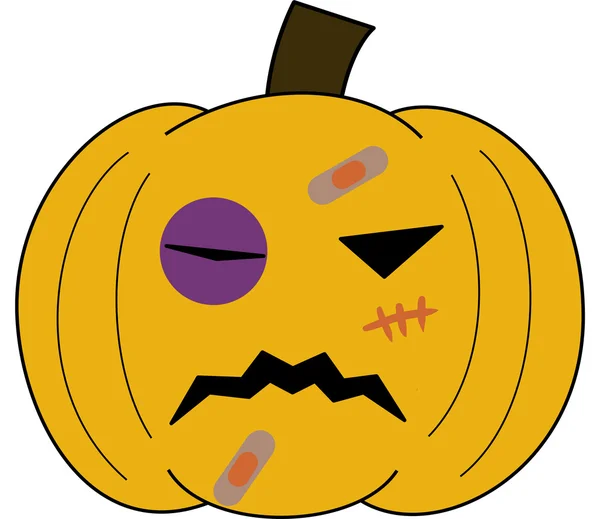 Vector pumpkin face cartoon emotion expression fight — Stockový vektor